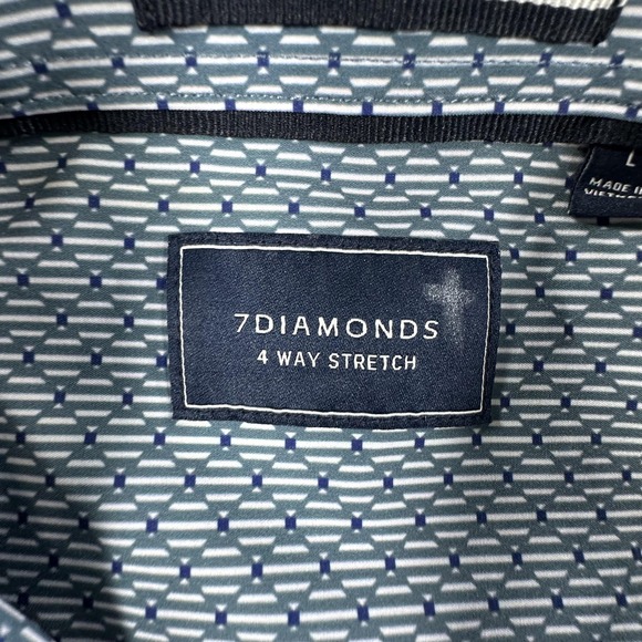 7 Diamonds Shirt Mens Large Green Timeless Melody 4-Way Stretch Short Sleeve - Picture 6 of 11